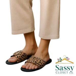 Statement Sandals – Cheetah Print + Sparkle, Sz 8, Like New